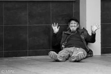 Queen Street Auckland city, black and white photo by Mike Wheelton